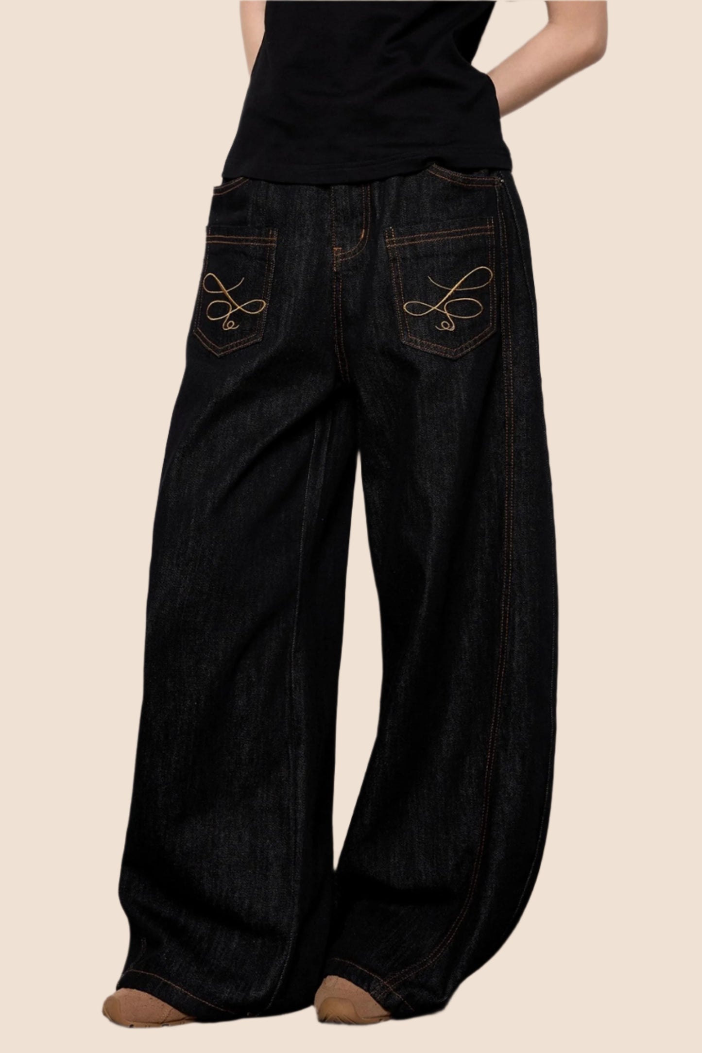 Casual Cow Color Embroidered Jeans