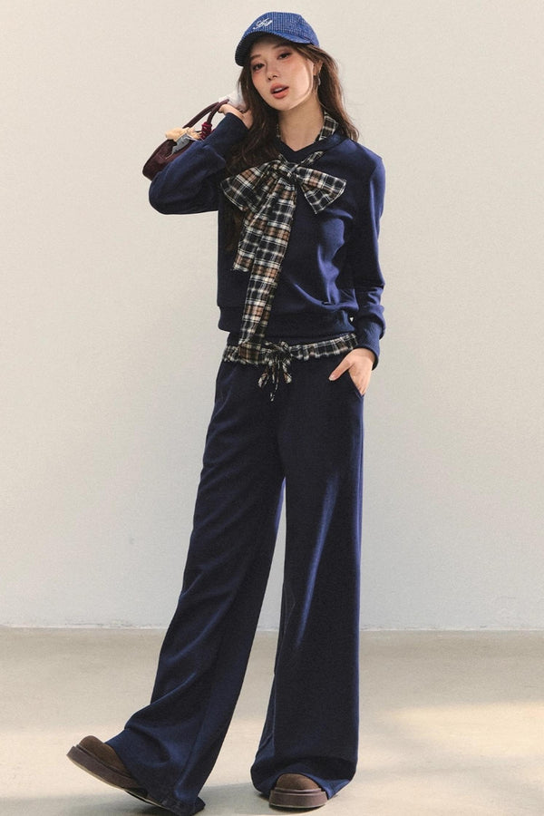 Plaid Sweatshirt Trousers Set-Up