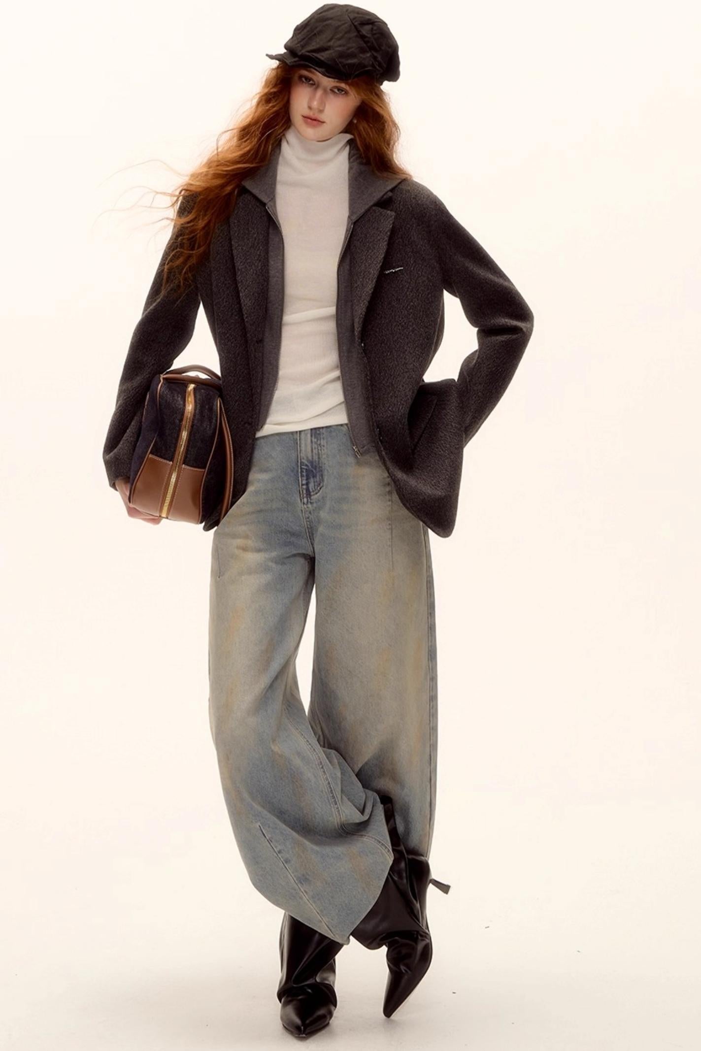 Vintage Washed Distressed Denim Pants