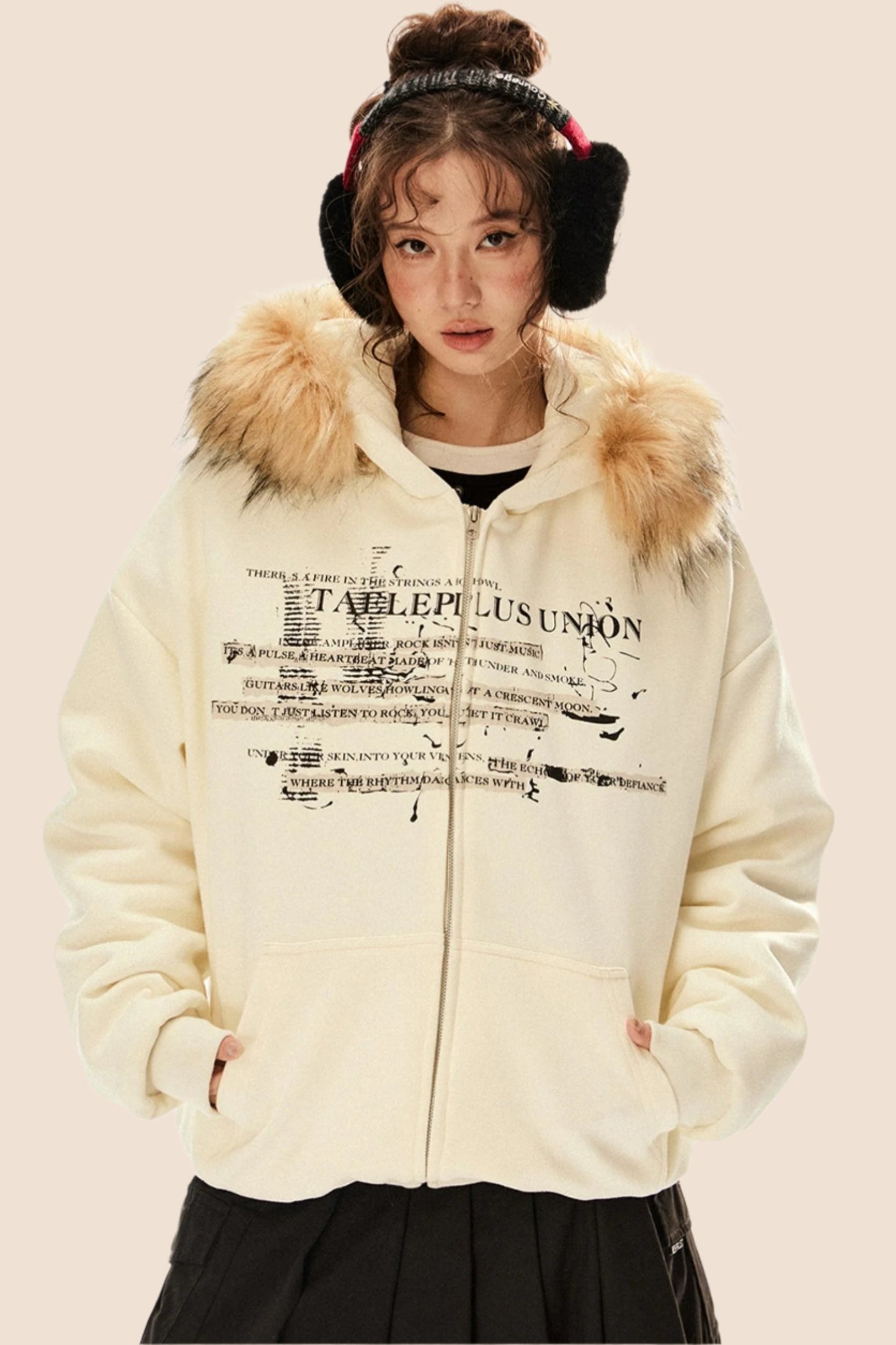 Loose Warm Fur Collar Sweatshirt