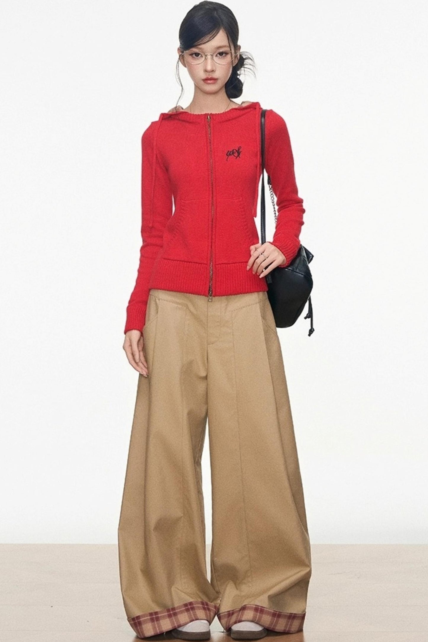 Zipper Sweater With Trousers Set-Up