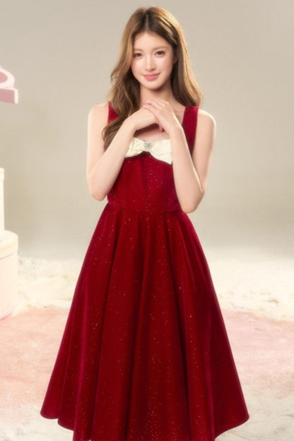Red Velvet Bow Dress