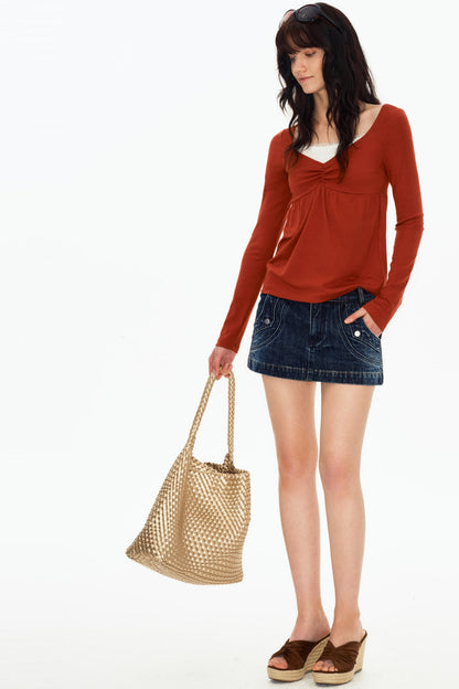 Retro-Workwear-Rock aus gewaschenem Denim