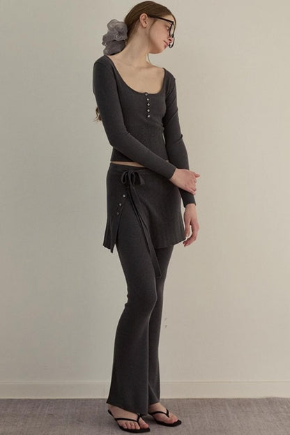 Dreamy Slim Trio Sweater Pants Set-Up