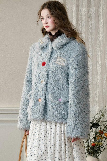 Gray Blue Furry Hug Coat