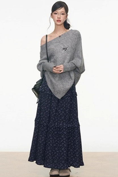Westayone Floral Sweater Skirt Set-Up
