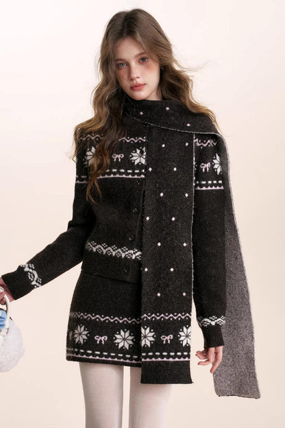 Wool Fair Isle Cardigan Set-Up