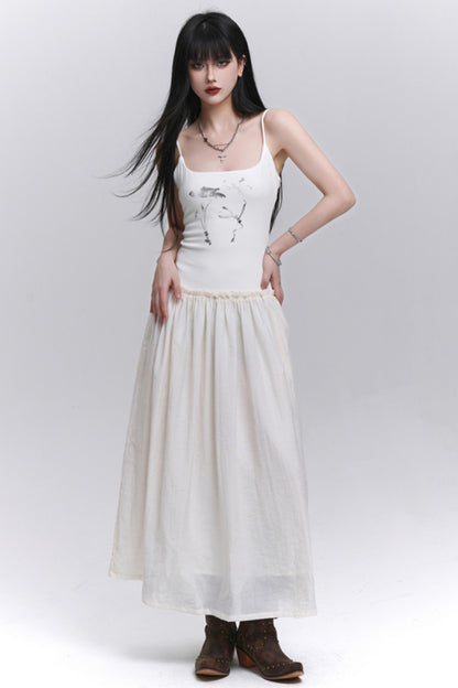 Summer Black-White Halter Dress