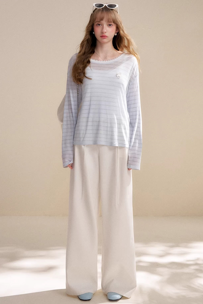 Tencel Wool Pearl Pleated Pants