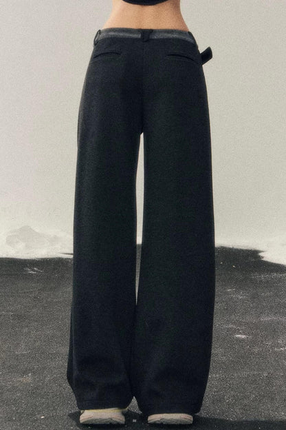 Fleece-Lined Wide-Leg Pants