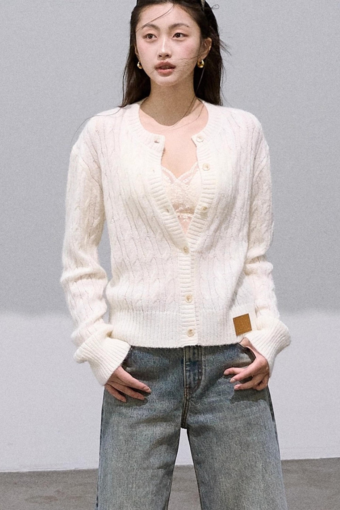 Gentle Mohair Wool Knit Cardigan
