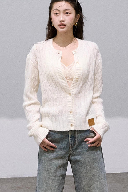 Gentle Mohair Wool Knit Cardigan