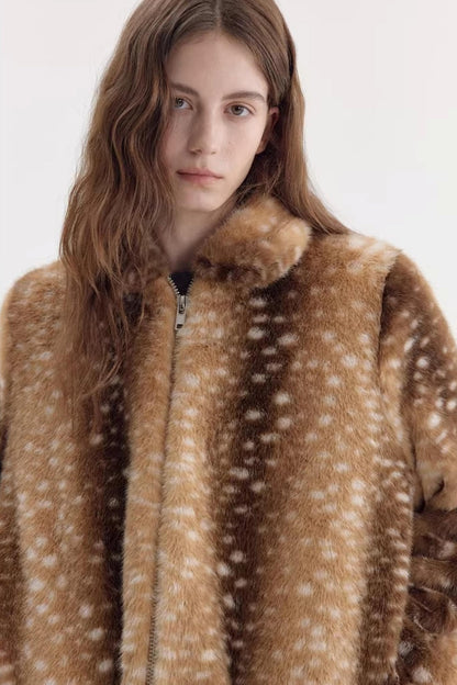 Caramel Brown Deer Pattern Coat