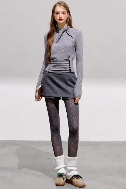 Versatile Pleated Tunic Knit Top