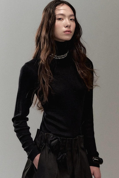 Soft Light Wool Turtleneck Top