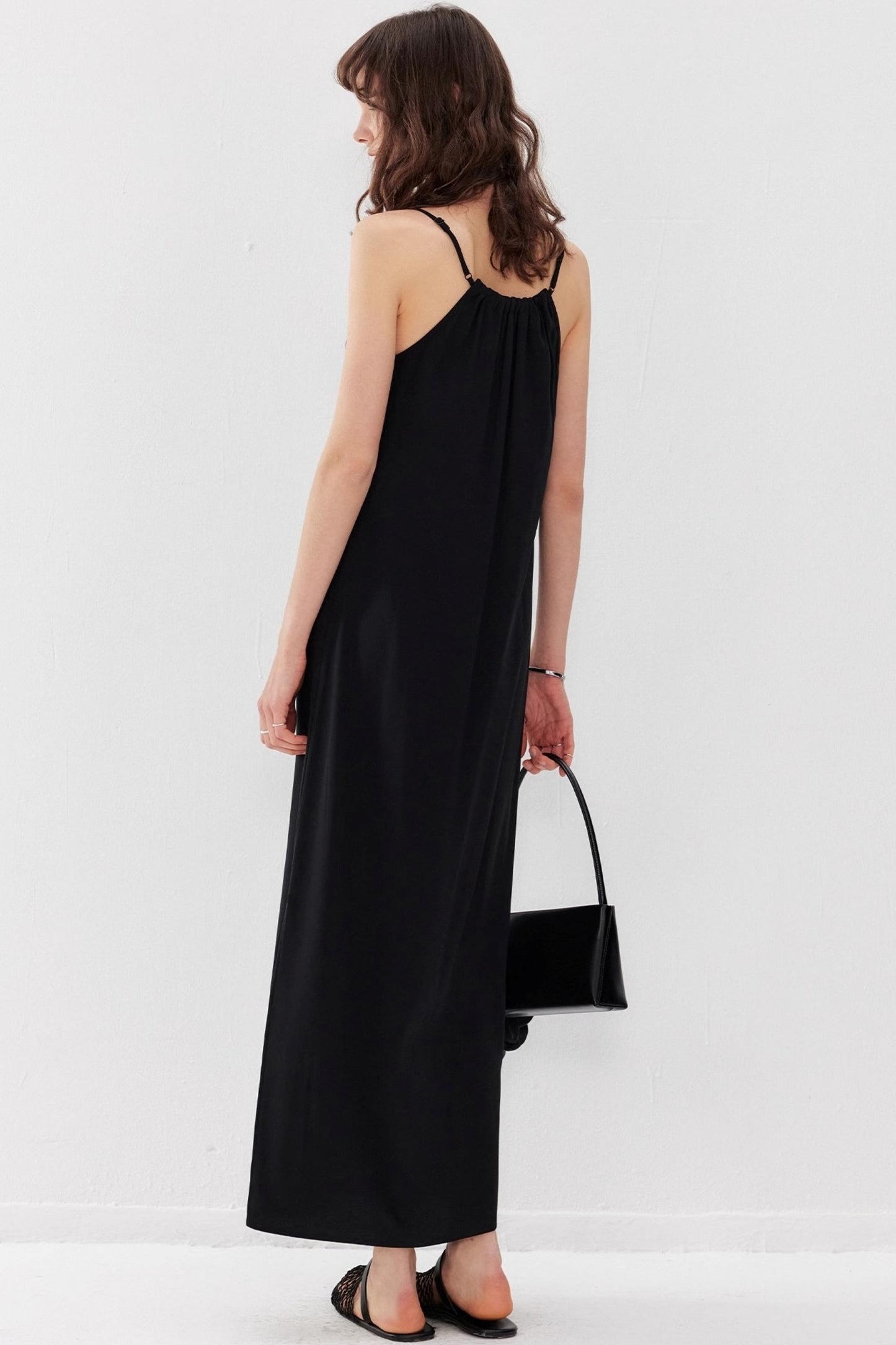 Draped Acetate Halter Maxi Dress