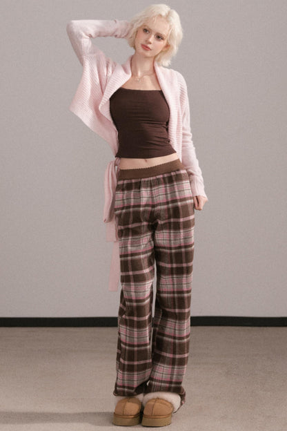 Retro Pink Plaid Pants