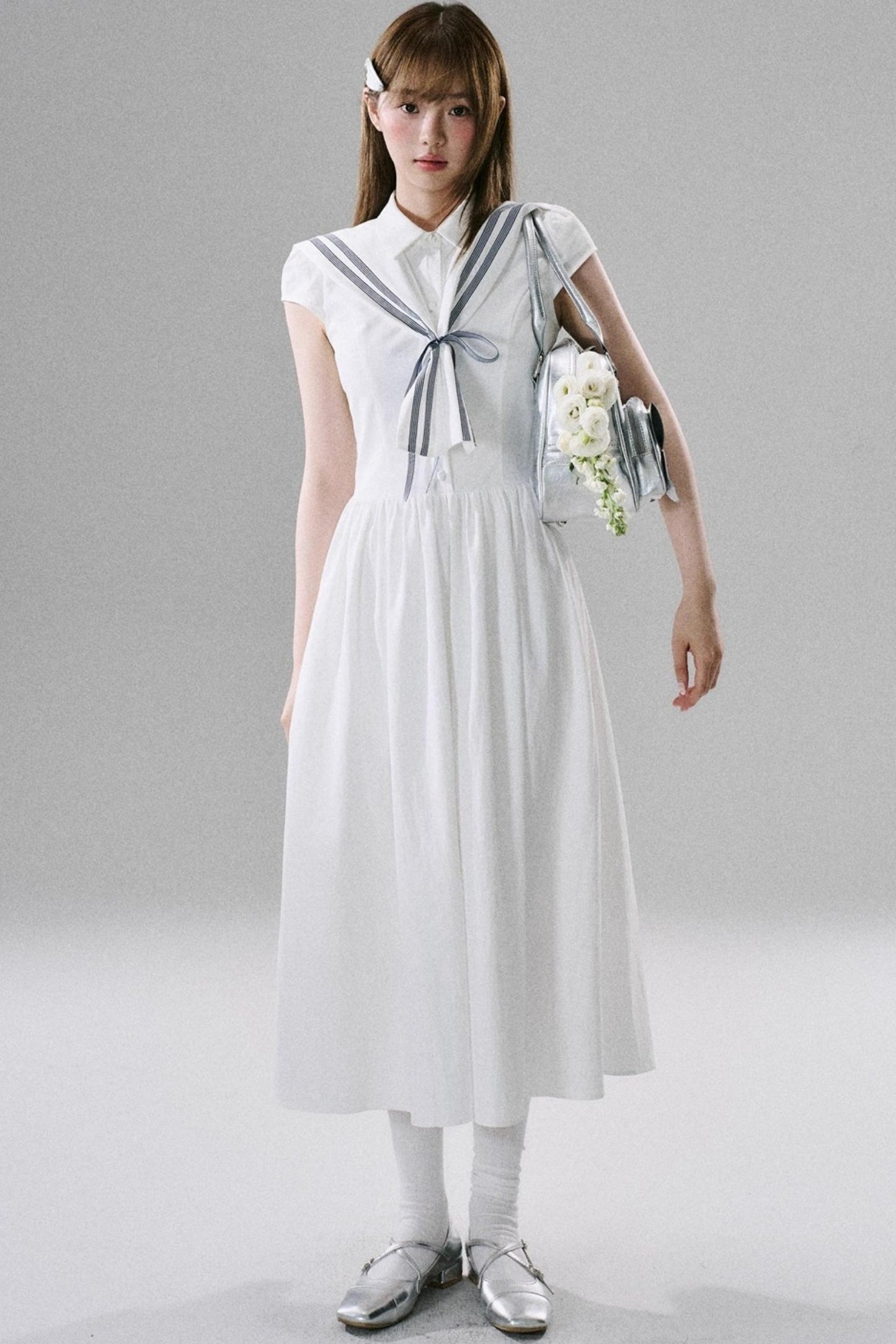 Minimal Sailor-Inspired Long Dress