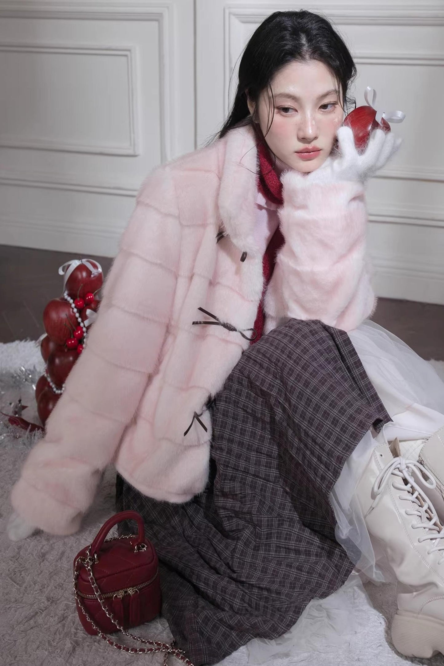 Peach Mousse Fox Fur Jacket