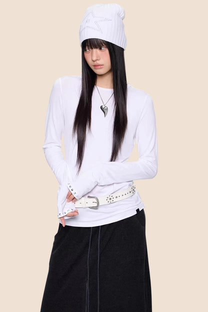 Retro-Slim-Oberteil mit Nieten