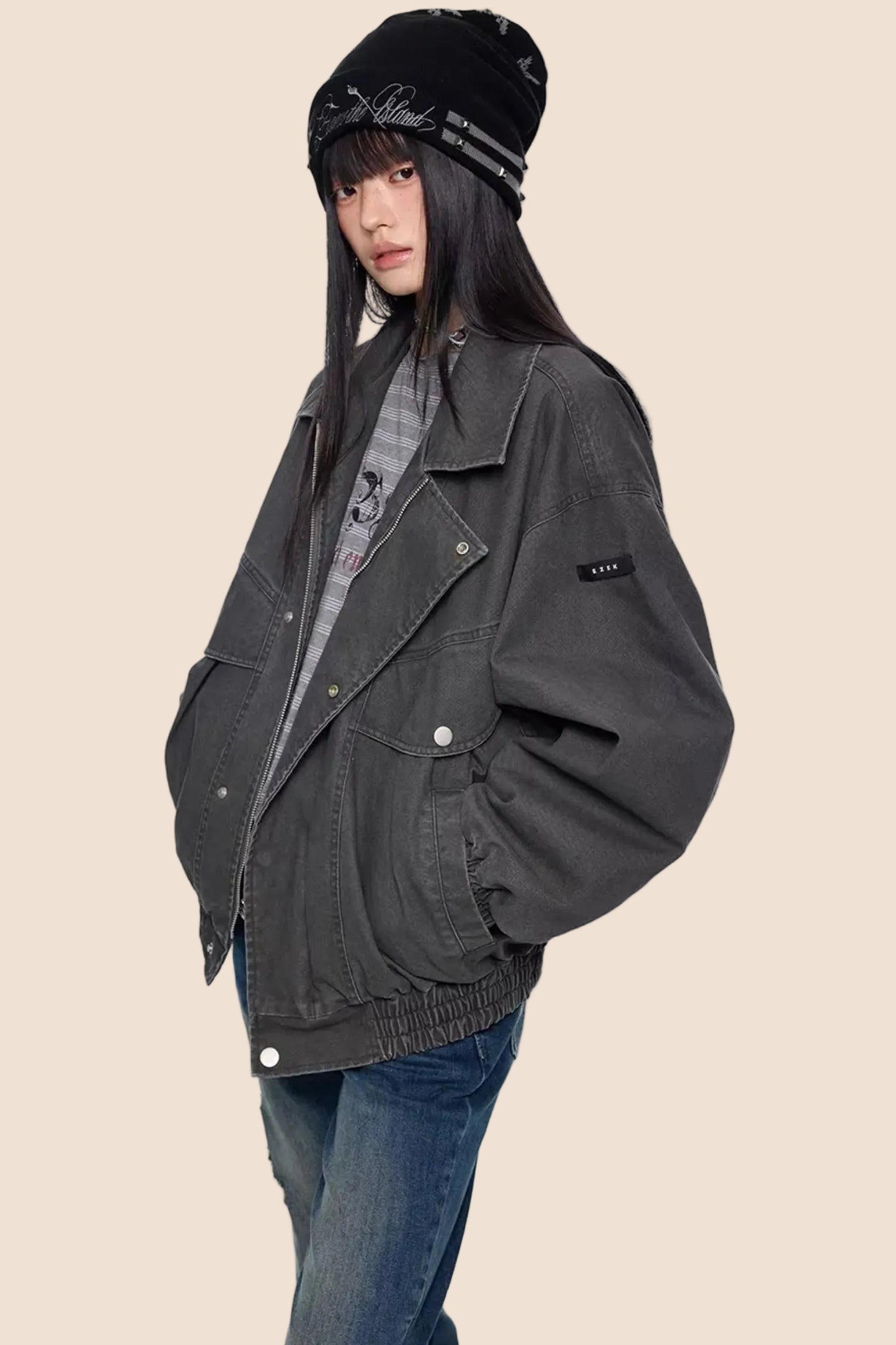 Retro gewaschene Jeansjacke