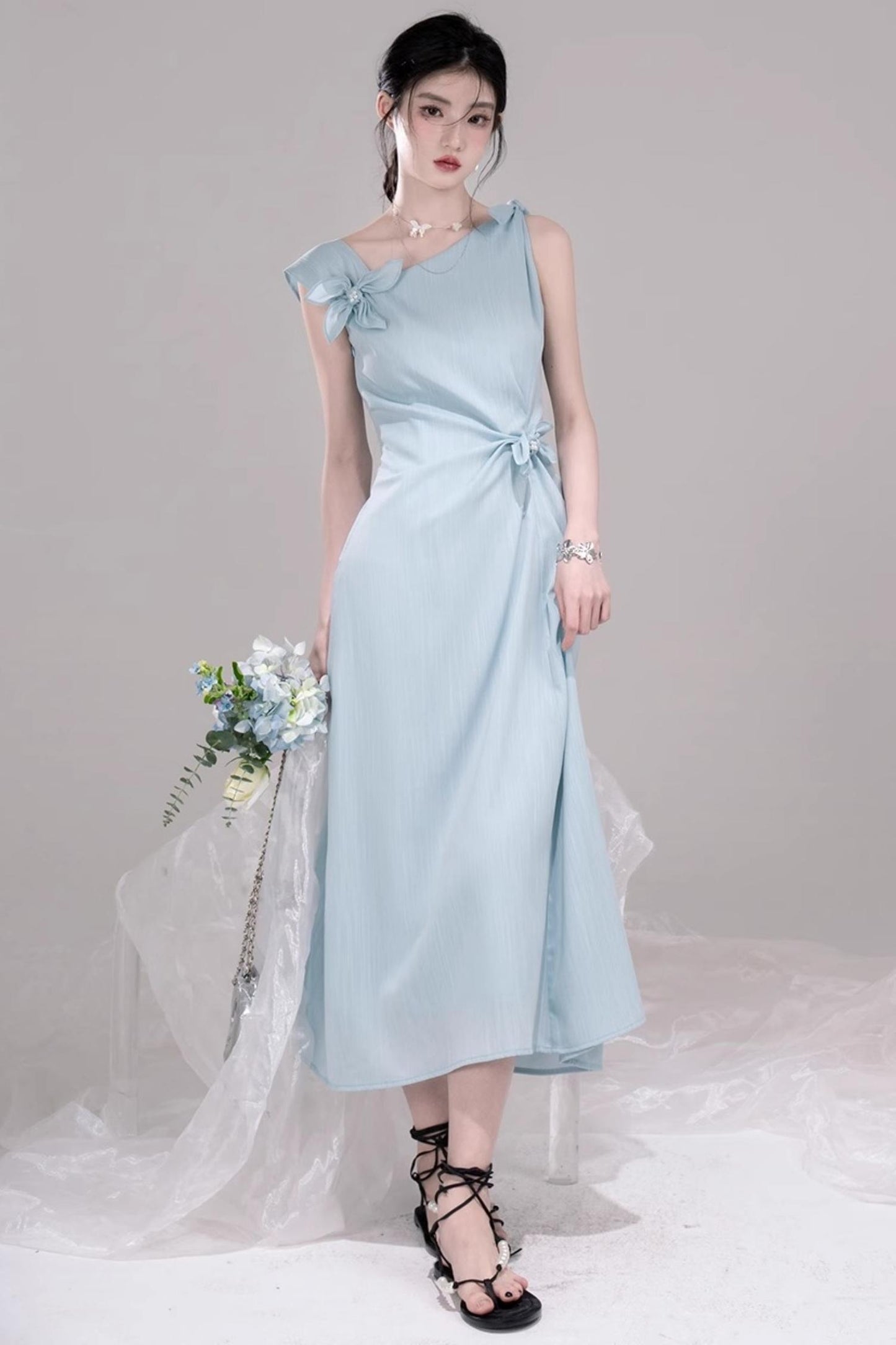 Twisted Cyan Blue Dress