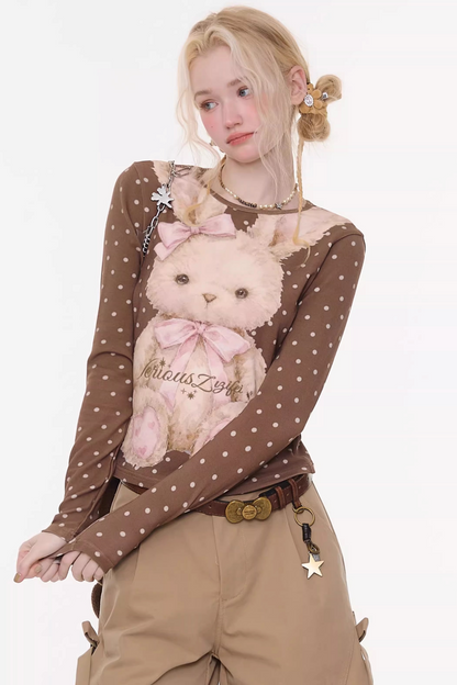 Rabbit Print Polka Dot Top