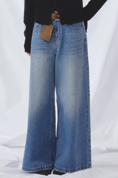 Basic Blue Wide-Leg Jeans