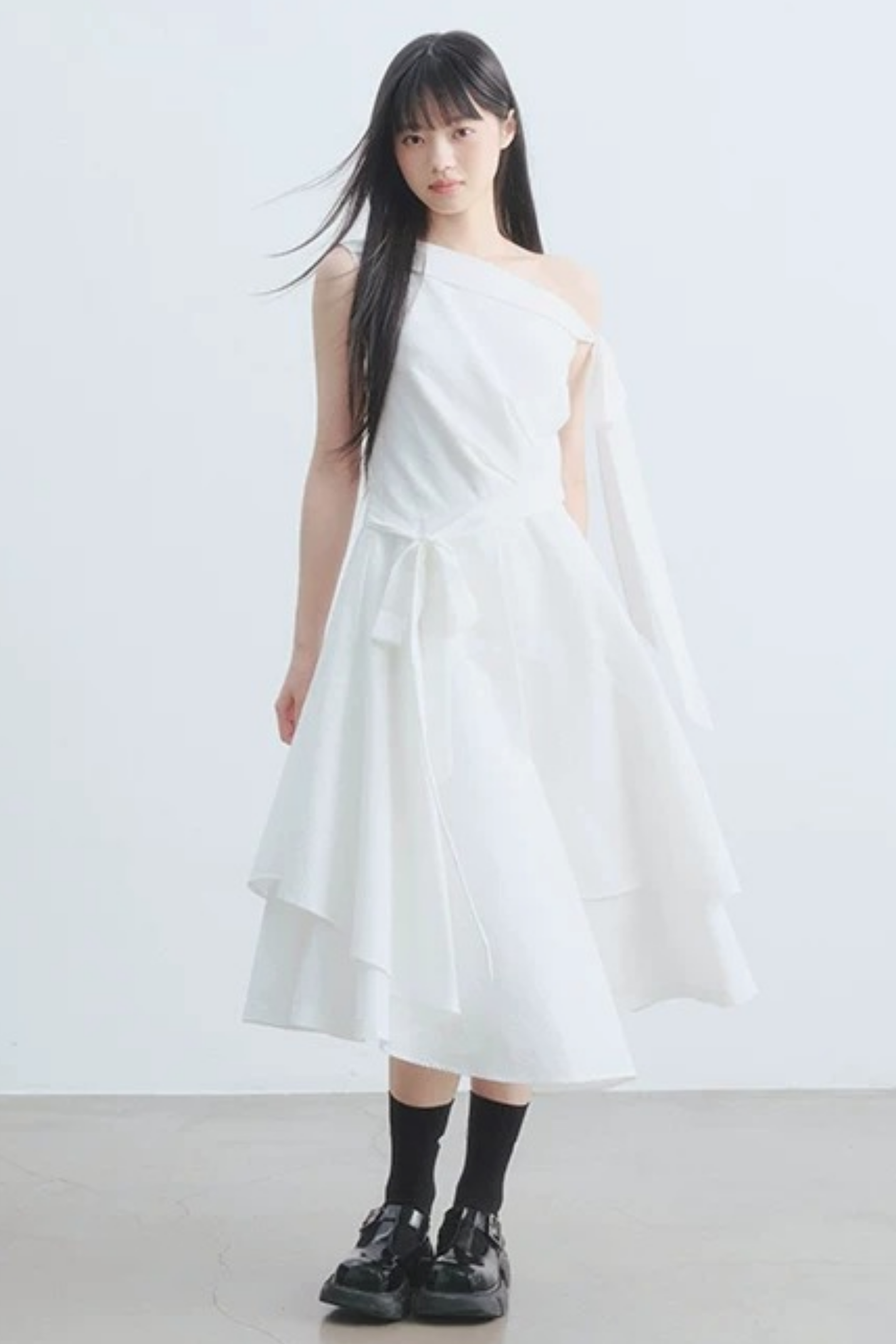 Thin Smoke Camellia A-Line Dress