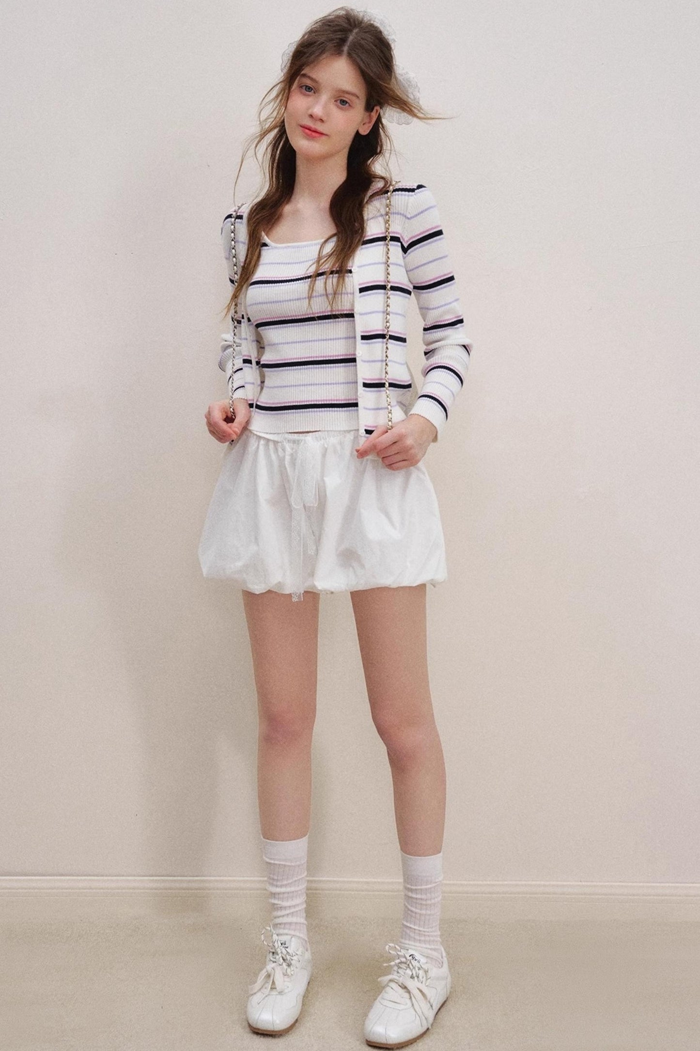 Striped Knit Cardigan Set