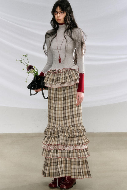 [Spot] OfAkiva's "Mix and Match Willingness" two-wear, adjustable length and short fishtail skirt, checked umbrella hem cake dress