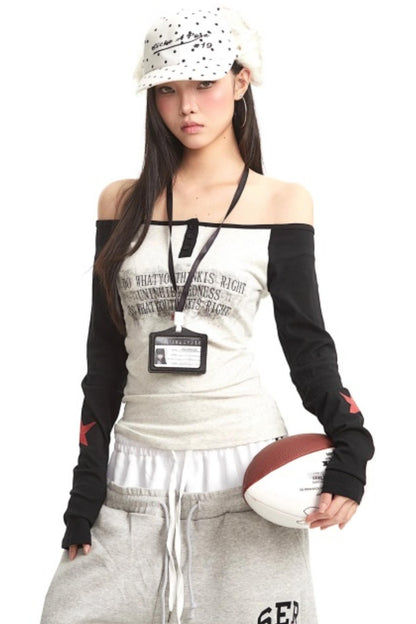 American Retro One-Shoulder Top