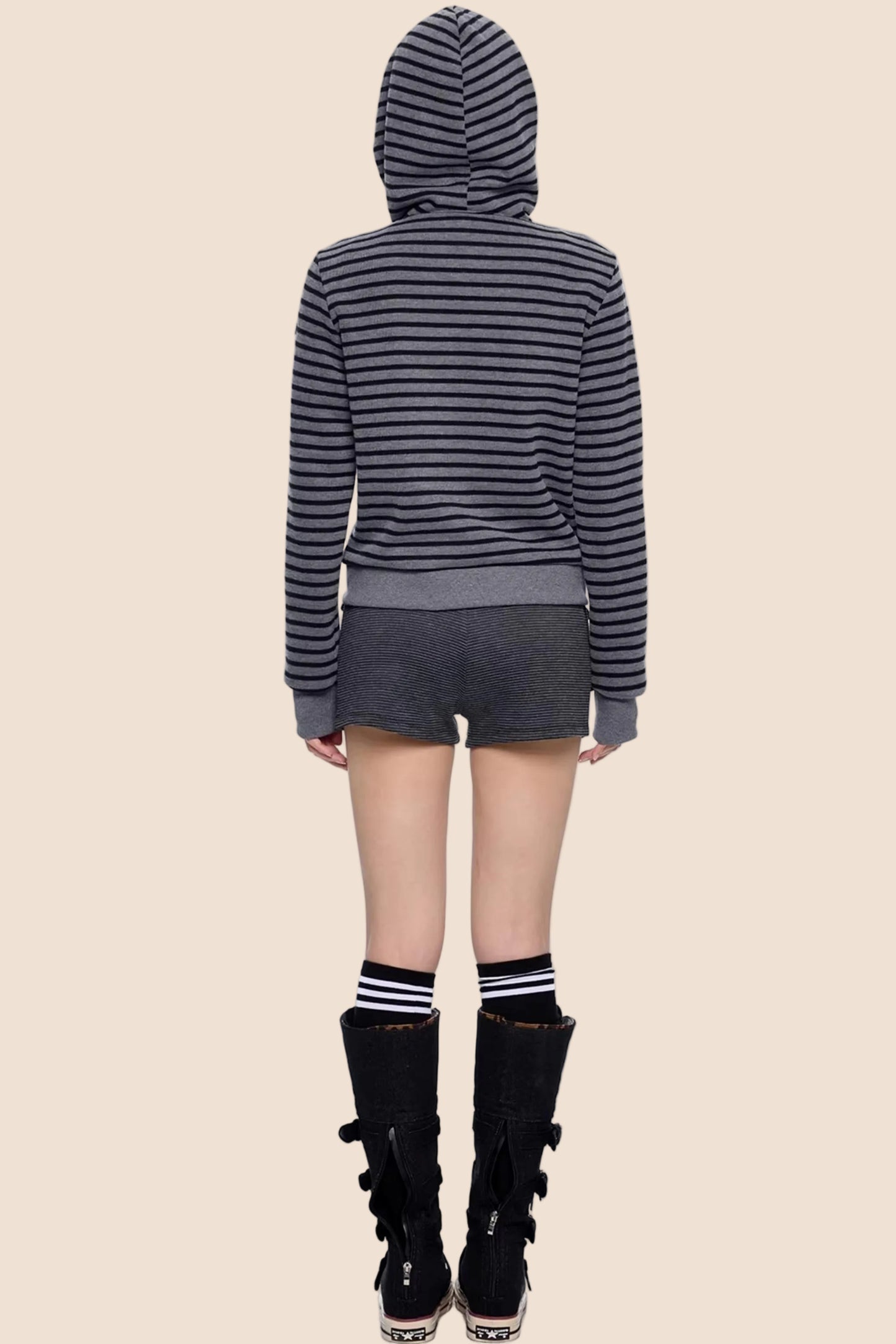 Gestreifter Dekonstruierter Kapuzenoberteil