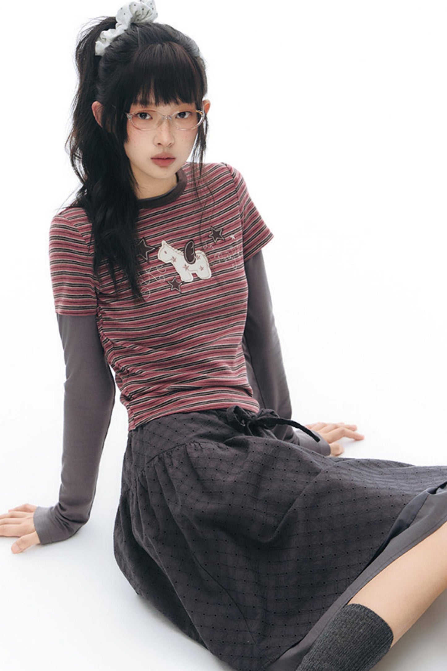 T-Shirt mit Pony-Applikation und Stickerei