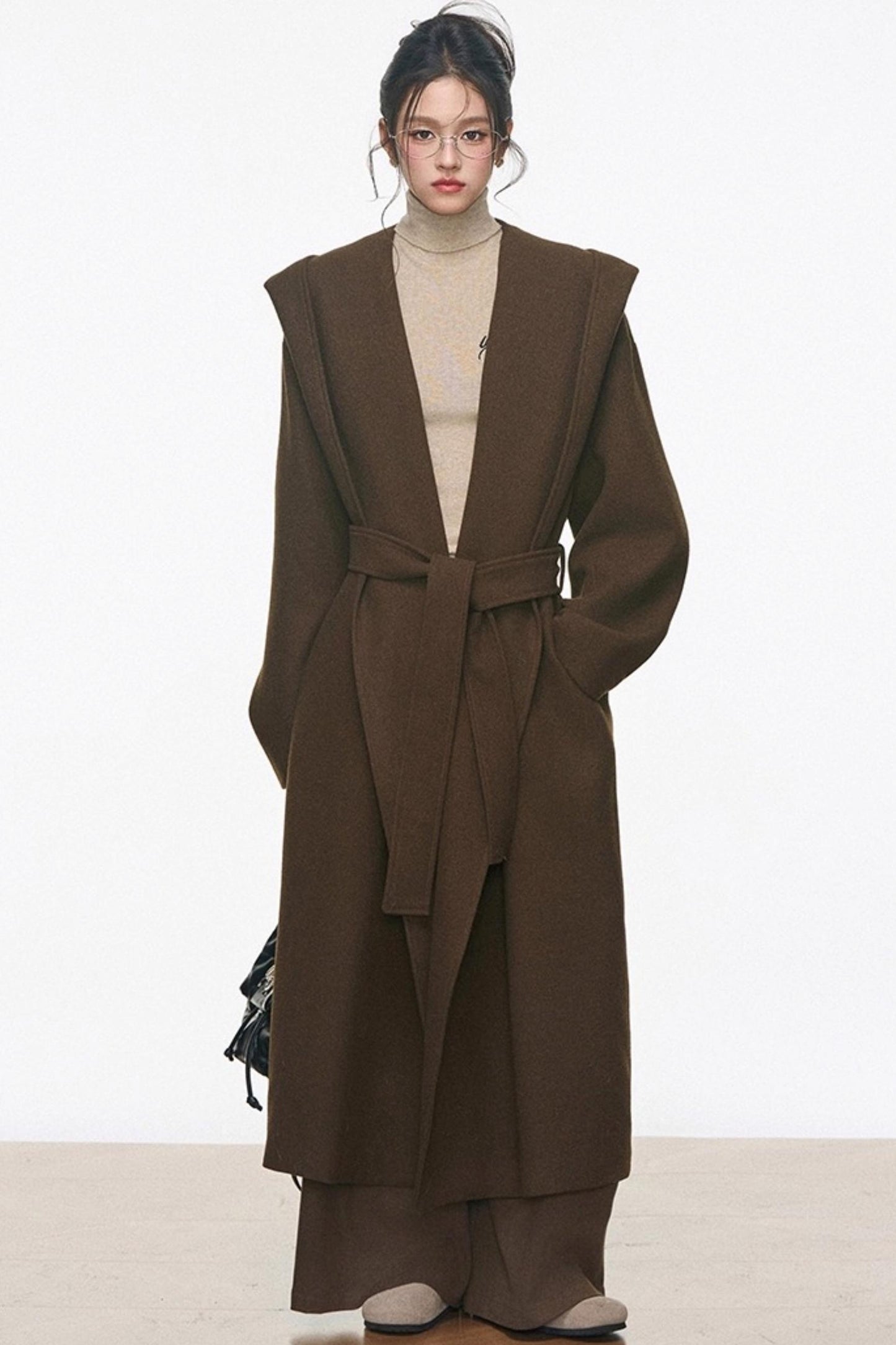 Woolen Wide-Leg Coat Set-Up