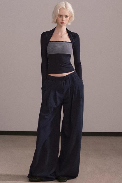 Color-Block Striped Tube Vest Top