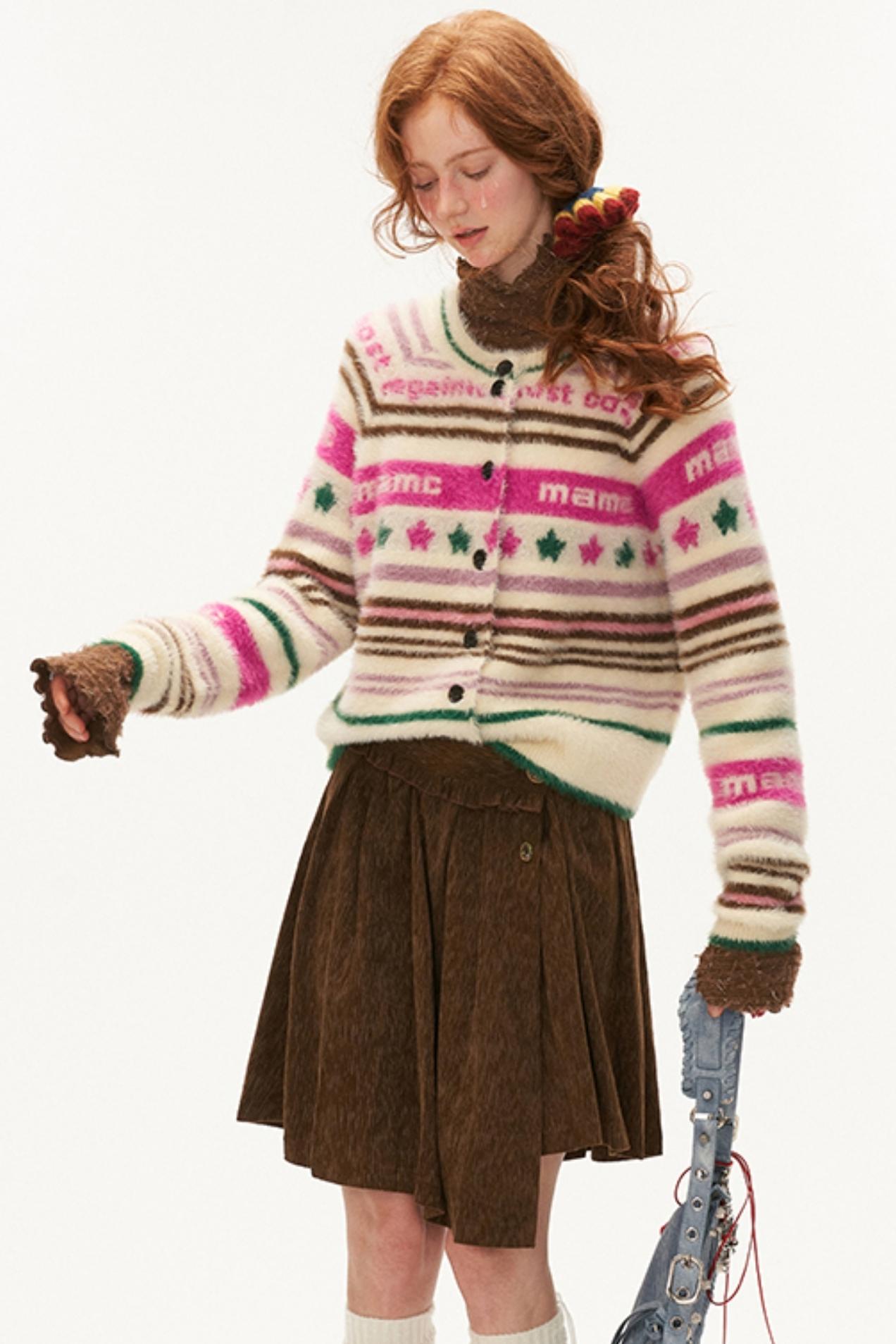 Peekaboo Hux Stripe Knit Cardi