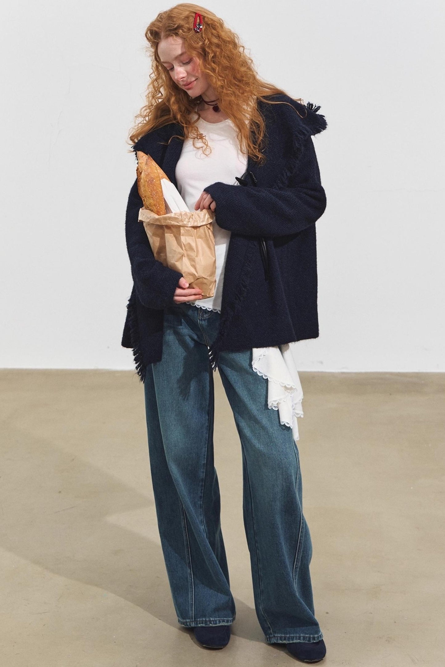 Three-Dimensional Split Wide-Leg Jeans