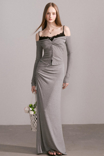 Luxury Grey Lace Top