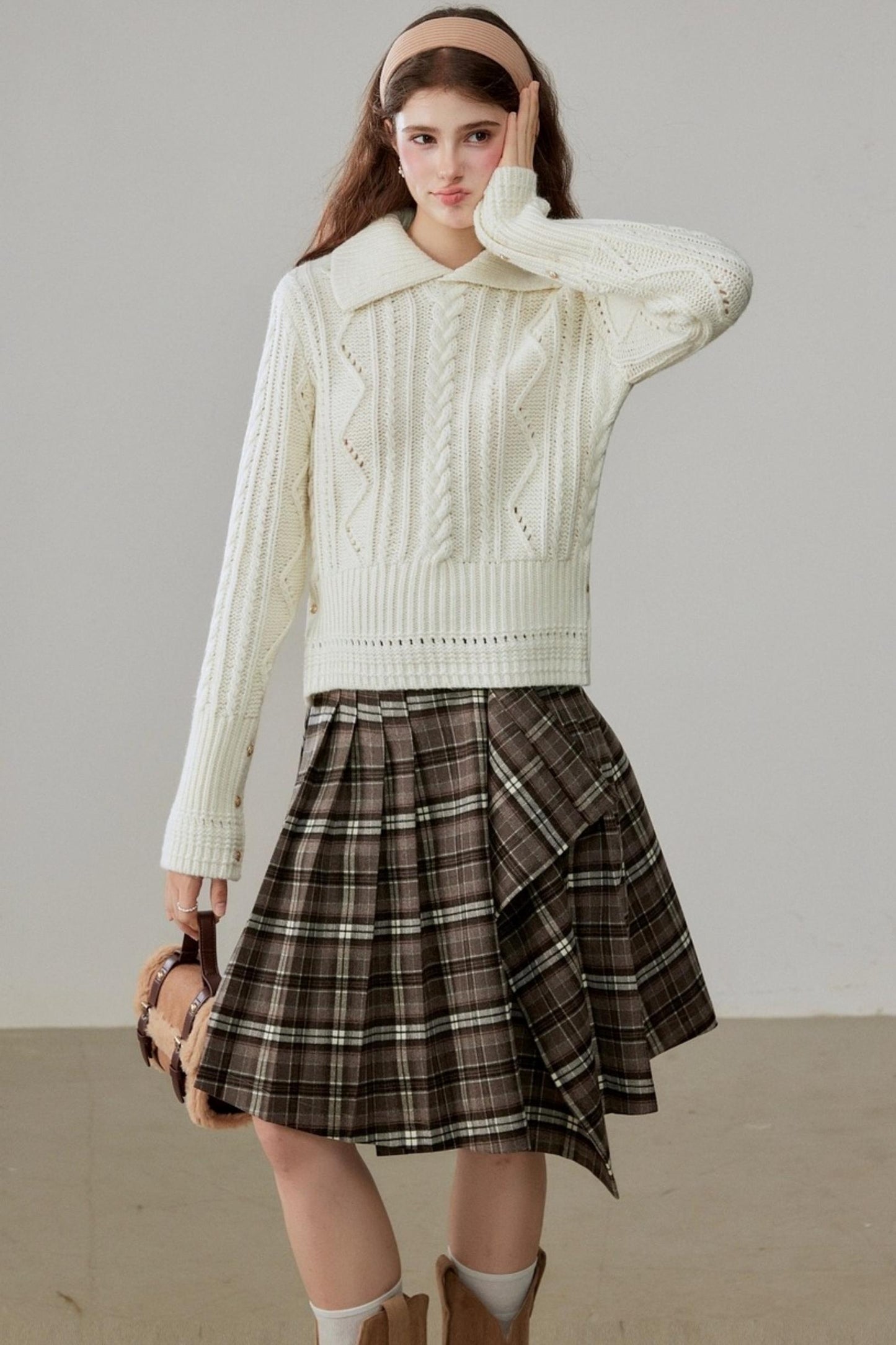 Ruffled Design Retro Plaid Skirt
