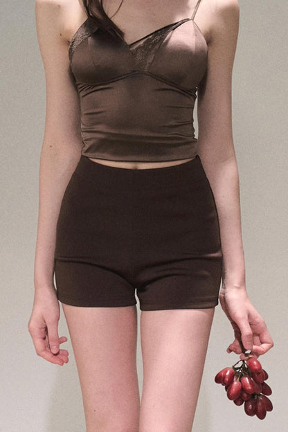 Classic Texture Slim High-Waisted Shorts