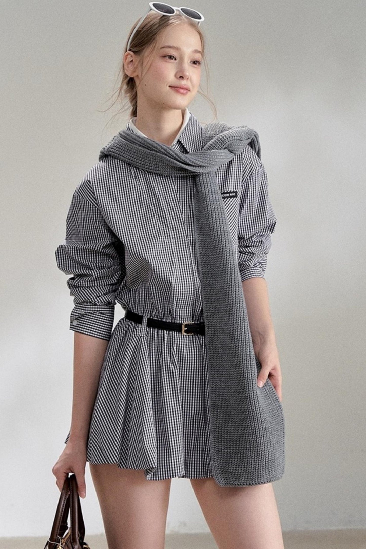 Sweater Shawl Plaid Shirt Dress