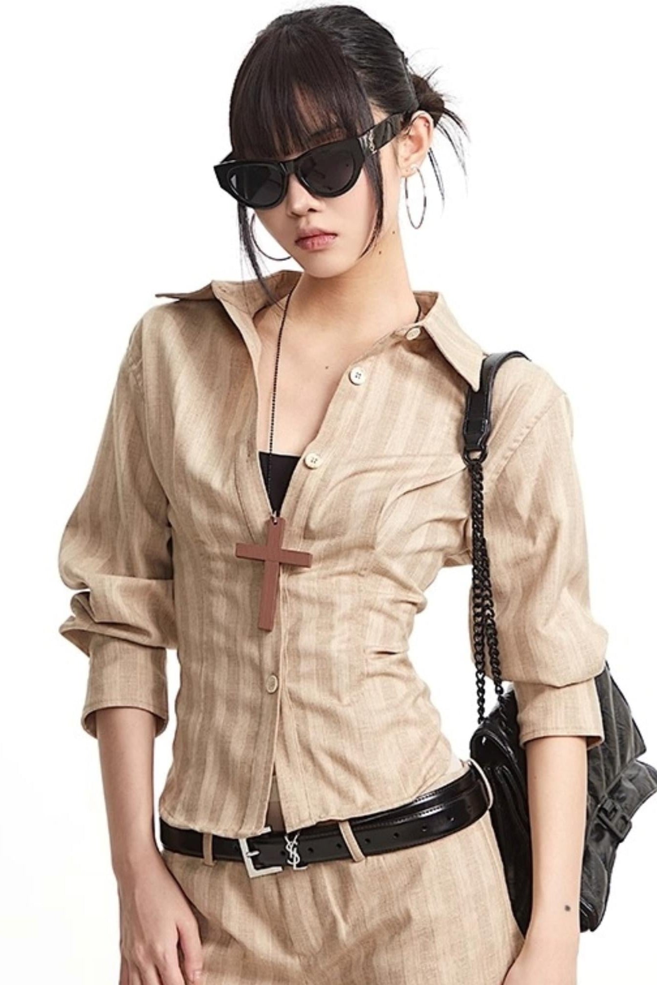Vintage Pinched Waist Lapel Shirt Set-Up