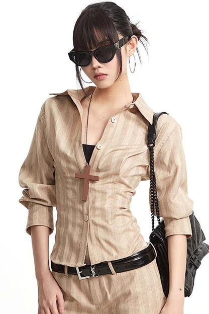 Vintage Pinched Waist Lapel Shirt Set-Up