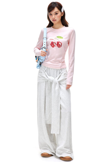 Tie Design Plush Sweatpants