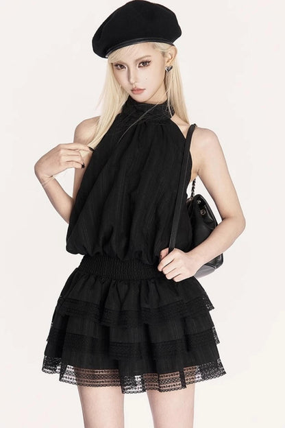 Backless Striped Bow Dress