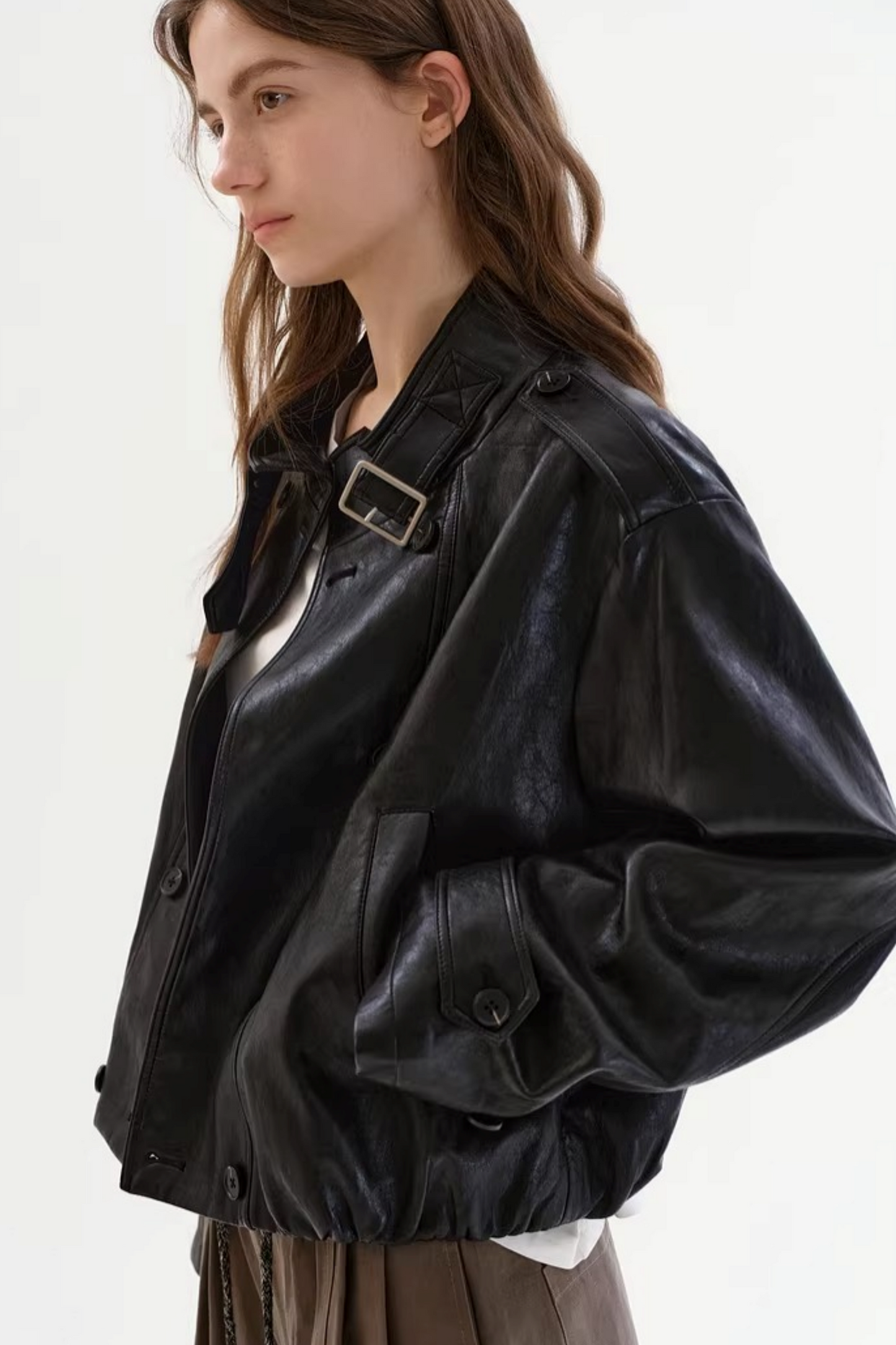 Schwarze matte Lederjacke
