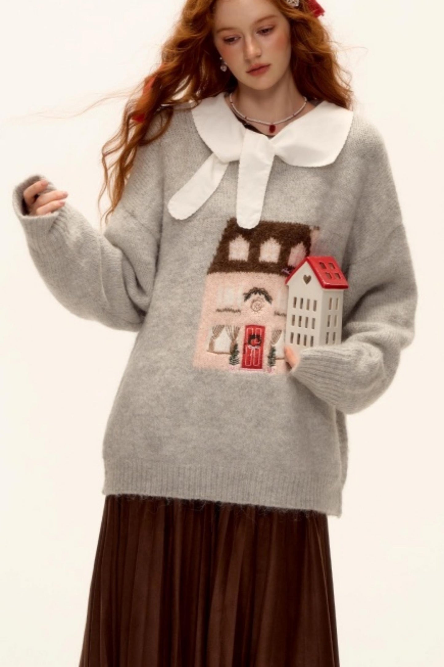 Jacquard Embroidered Wool Sweater