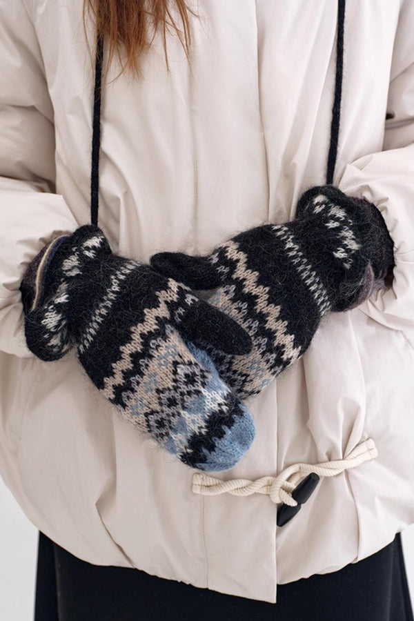 Mohair Fair Isle Knit Gloves