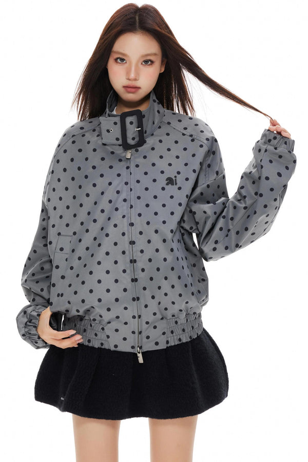 Polka Dot Stand-Up Jacket